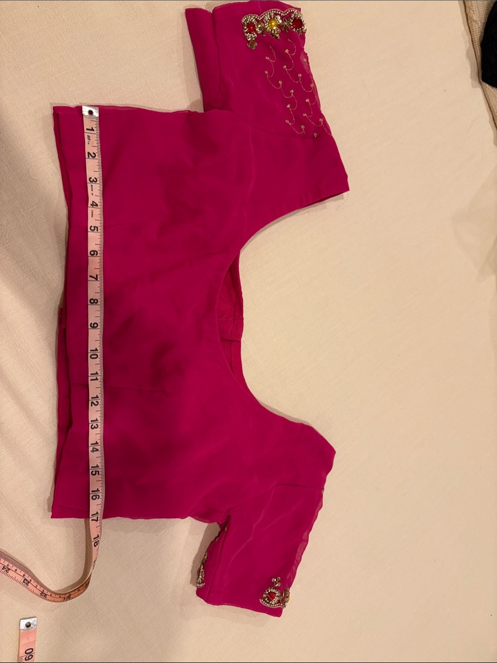 Bright Fuchsia Embellished Women Saree Blouse - Front closing